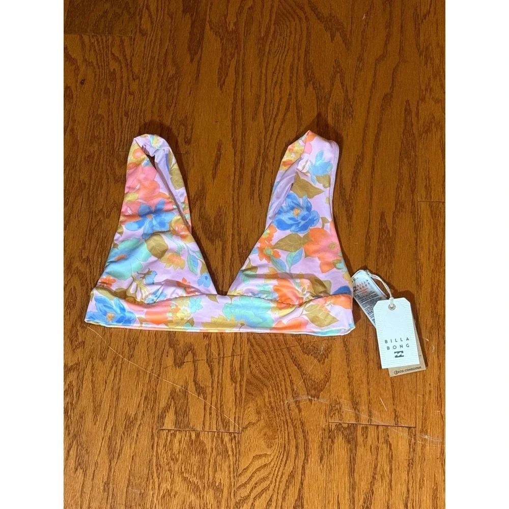 Love Palms Plunge Bikini Top Hello Tomorrow Billabong Top NWT
